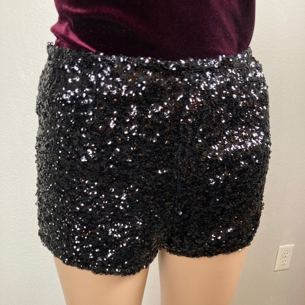 Charlotte Russe Black Sequin Shorts Size Medium